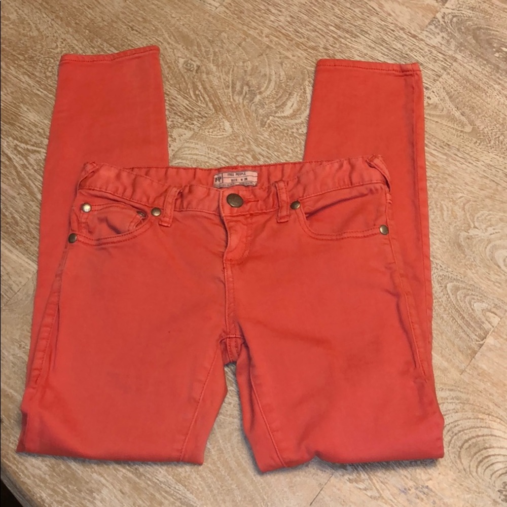 Free people orange skinny jeans size 26